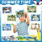 232 Pieces Summer Ocean Beach DIY 5'' x 7'' Picture Frame Craft Kit 32 Summer Under The Sea Felt Photo Frames and 200 Foam Stickers for Holiday Game Activities(Ocean,Cool Color)